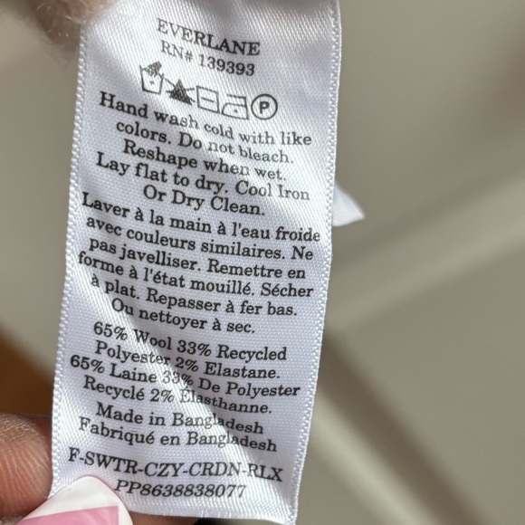 EVERLANE The Cozy-Stretch Relaxed Cardigan Size S Whisper Pink Preppy - Picture 9 of 11